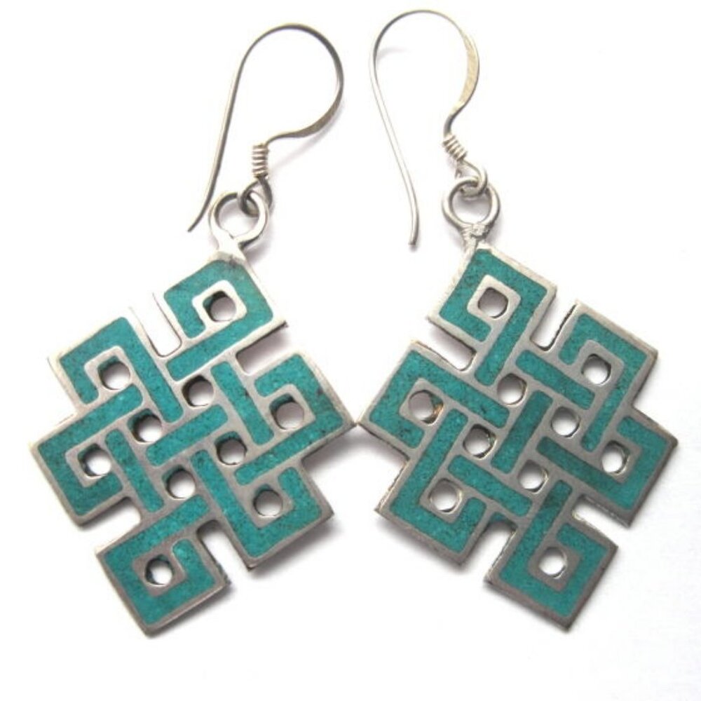 Endless Knot Turquoise Dangle Earrings
